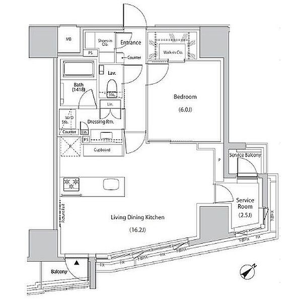 東京都新宿区市谷田町２丁目(賃貸マンション1SLDK・10階・58.94㎡)の写真 その2