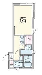 東京メトロ東西線 早稲田駅 徒歩1分の賃貸マンション 2階1Kの間取り