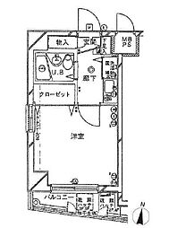 東京メトロ南北線 白金高輪駅 徒歩8分の賃貸マンション 2階1Kの間取り