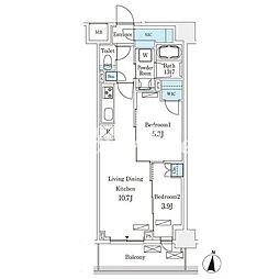 都営浅草線 押上駅 徒歩15分の賃貸アパート 2階2LDKの間取り