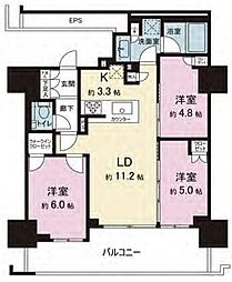 東京モノレール 天王洲アイル駅 徒歩5分の賃貸マンション 17階3LDKの間取り