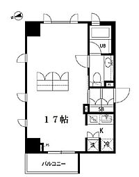 東京メトロ有楽町線 新富町駅 徒歩3分の賃貸マンション 7階1Kの間取り