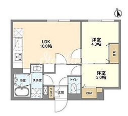 都営大江戸線 若松河田駅 徒歩4分の賃貸マンション 4階2LDKの間取り
