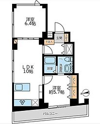 都営浅草線 馬込駅 徒歩5分の賃貸マンション 6階2LDKの間取り