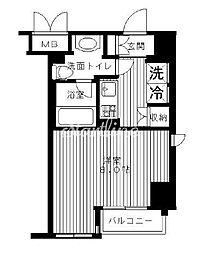 都営大江戸線 門前仲町駅 徒歩4分の賃貸マンション 7階1Kの間取り