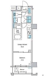 東京メトロ東西線 西葛西駅 徒歩6分の賃貸マンション 5階1DKの間取り