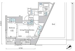 都営三田線 白金台駅 徒歩9分の賃貸マンション 6階1LDKの間取り