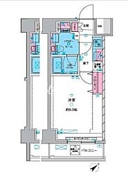 東京メトロ日比谷線 三ノ輪駅 徒歩10分の賃貸マンション 10階1Kの間取り