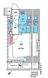 東京メトロ日比谷線 三ノ輪駅 徒歩10分の賃貸マンション 11階1Kの間取り