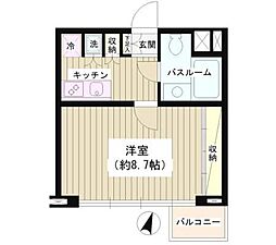 東京メトロ日比谷線 広尾駅 徒歩3分の賃貸マンション 3階1Kの間取り