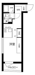 京急本線 新馬場駅 徒歩6分の賃貸マンション 4階ワンルームの間取り