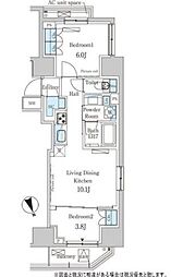 東京メトロ銀座線 虎ノ門駅 徒歩10分の賃貸マンション 3階2LDKの間取り