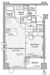 東京メトロ南北線 白金台駅 徒歩8分の賃貸マンション 1階1LDKの間取り