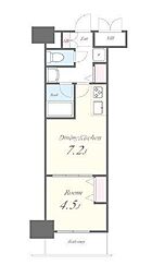 都営大江戸線 牛込柳町駅 徒歩4分の賃貸マンション 2階1DKの間取り