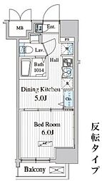 都営浅草線 浅草駅 徒歩2分の賃貸マンション 8階1DKの間取り