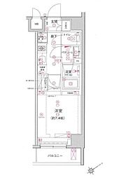 都営大江戸線 門前仲町駅 徒歩6分の賃貸マンション 7階1Kの間取り