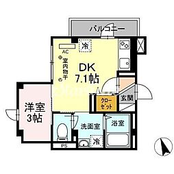 JR山手線 恵比寿駅 徒歩7分の賃貸マンション 3階1DKの間取り