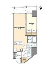 東京メトロ日比谷線 三ノ輪駅 徒歩4分の賃貸マンション 4階1LDKの間取り