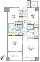 都営大江戸線 若松河田駅 徒歩5分の賃貸マンション 3階2LDKの間取り