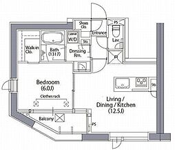 東京メトロ千代田線 湯島駅 徒歩4分の賃貸マンション 9階1LDKの間取り