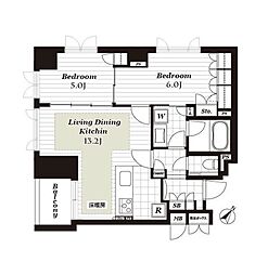 東京メトロ銀座線 赤坂見附駅 徒歩6分の賃貸マンション 4階2LDKの間取り