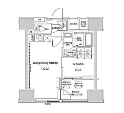 都営浅草線 人形町駅 徒歩5分の賃貸マンション 6階1LDKの間取り