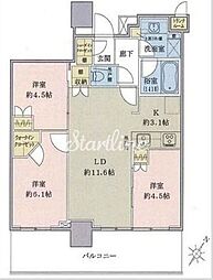 新交通ゆりかもめ 有明テニスの森駅 徒歩8分の賃貸マンション 17階2LDKの間取り