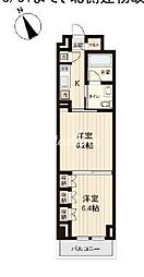 都営大江戸線 清澄白河駅 徒歩11分の賃貸マンション 6階2Kの間取り