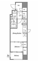 JR山手線 五反田駅 徒歩5分の賃貸マンション 2階1DKの間取り