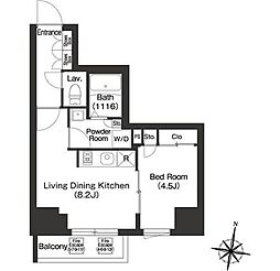 東京メトロ日比谷線 広尾駅 徒歩8分の賃貸マンション 4階1LDKの間取り