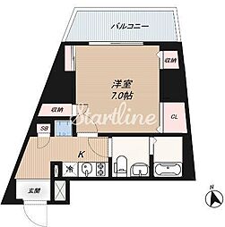 京急本線 鮫洲駅 徒歩5分の賃貸マンション 8階1Kの間取り
