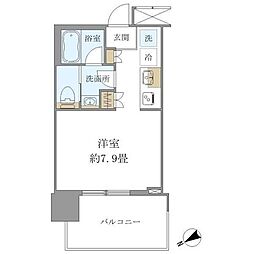 新交通ゆりかもめ 竹芝駅 徒歩2分の賃貸マンション 6階ワンルームの間取り