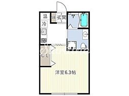 東急目黒線 不動前駅 徒歩7分の賃貸マンション 3階ワンルームの間取り