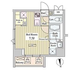 都営大江戸線 牛込柳町駅 徒歩5分の賃貸マンション 11階1Kの間取り
