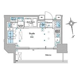 JR横須賀線 西大井駅 徒歩9分の賃貸マンション 3階ワンルームの間取り