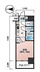 東京メトロ丸ノ内線 新宿三丁目駅 徒歩7分の賃貸マンション 5階1Kの間取り