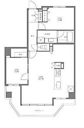 都営大江戸線 清澄白河駅 徒歩8分の賃貸マンション 8階2LDKの間取り