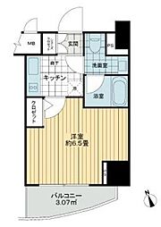 都営三田線 御成門駅 徒歩3分の賃貸マンション 9階1Kの間取り