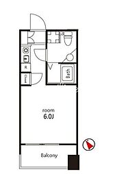東京メトロ日比谷線 神谷町駅 徒歩3分の賃貸マンション 8階ワンルームの間取り