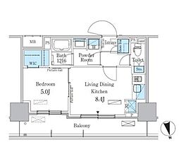 東京メトロ東西線 東陽町駅 徒歩15分の賃貸マンション 6階1LDKの間取り