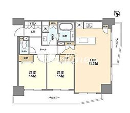 JR山手線 五反田駅 徒歩9分の賃貸マンション 8階2LDKの間取り