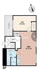 都営浅草線 五反田駅 徒歩5分の賃貸マンション 5階1LDKの間取り