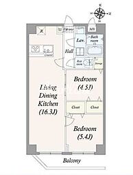 ALPHACOURT町屋 2LDKの間取図画像