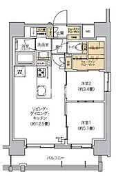 リビオメゾン芝浦 2LDKの間取図画像