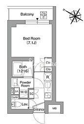 ORSUS戸越銀座 1Kの間取図画像