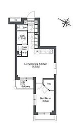 ORSUS戸越銀座 1LDKの間取図画像