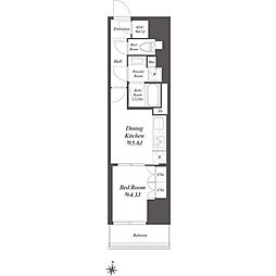 WORVE東京木場 1DKの間取図画像