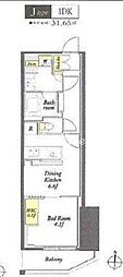 WORVE東京木場 1DKの間取図画像