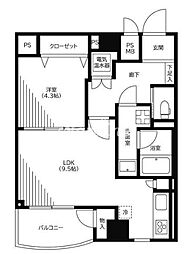 ローズハイツ日本橋浜町 1LDKの間取図画像