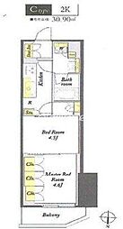 WORVE東京木場 2Kの間取図画像